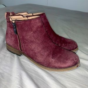Velvet maroon low boots